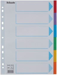 Registerblätter Esselte Standard A4 6-teilig Karton 11-Ringe mit Deckblatt sortiert