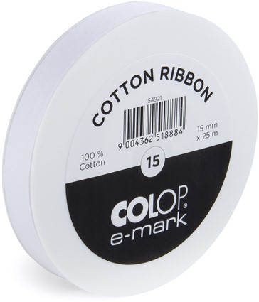 Lint Colop E-mark 15mmx25m wit