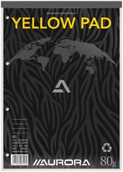 Bloc-notes Aurora Yellow Pad A4 ligné 4 perf 160 pages 80g jaune