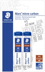 Mine portemine Staedtler Mars Carbon Micro 0,5mm HB blister 2 pièces