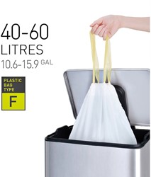 Müllsack EKO MDPE Typ F mit Bindegürtel 64x75cm 40-60L weiß Rolle von 12 Stück