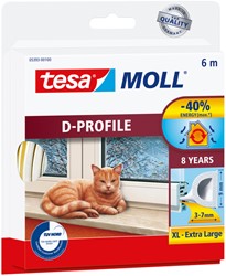 Drainage strip tesamoll® D-profile rubber 6mx7mm white