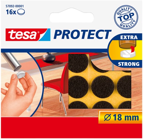 Beschermvilt tesa® Protect anti-kras  Ø18mm bruin 16 stuks