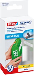 Velcro tape tesa® On & Off 1mx20mm self-adhesive white