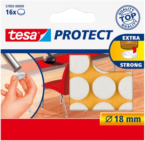Beschermvilt tesa® Protect anti-kras  Ø18mm wit 16 stuks