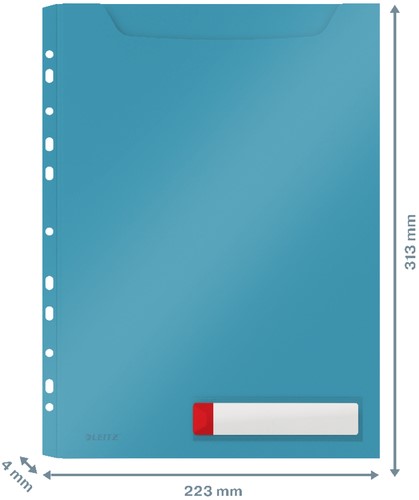 Insteekmap U-model Leitz Cosy harmonica A4 met perforatiestrip PP blauw ...