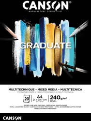 Bloc à dessin Canson Graduate Mixed Media Black paper A4 20 feuilles 240g noir