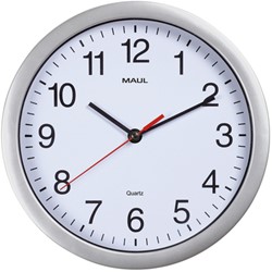 Wanduhr MAULrun Quarz Ø25x5cm aus Kunststoff silber/weiss inkl.Batterie