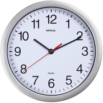 Wanduhr MAULrun Quarz Ø25x5cm aus Kunststoff silber/weiss inkl.Batterie