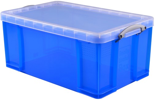Opbergbox Really Useful 64 liter 710x440x310mm transparant blauw Muldi