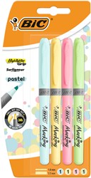 Surligneur BIC Grip pastel assorti blister 4 pièces
