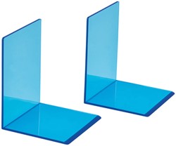 Bookend MAUL 10x10x13cm acrylic set 2 neon blue transparent