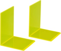 Bookend MAUL 10x10x13cm acrylic set 2 neon yellow transparent