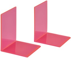 Bookend MAUL 10x10x13cm acrylic set 2 neon red transparent