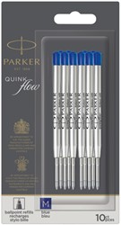 Recharge stylo bille Parker Quinkflow Medium bleu blister 10 pièces