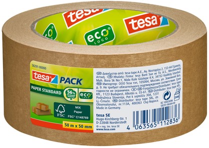Packaging tape tesapack® Paper Standard ecoLogo 50mx50mm brown