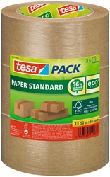 Ruban d'emballage tesapack® Paper ecoLogo 50mx50mm brun lot 3 rouleaux
