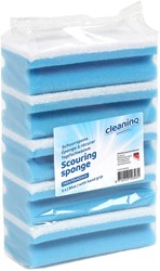 Scouring sponge Cleaninq with handle 140x70x42mm blue/white 5 pieces