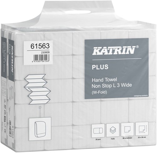 Towel Katrin Plus w-fold 3-ply 240x320mm 25x90 sheets white 61563-2