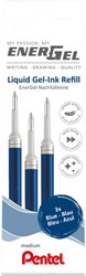 Recharge roller Pentel Energel  LR7 Medium bleu set 3 pièces