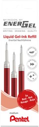 Recharge roller Pentel Energel LR7 Medium rouge set 3 pièces
