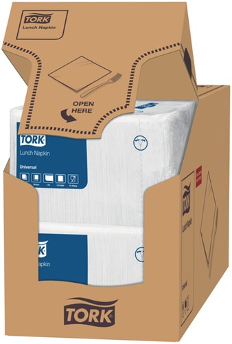 Lunchservet Tork Universal 1/4 vouw 1-laags 325x325mm 500 vel wit 509300-2