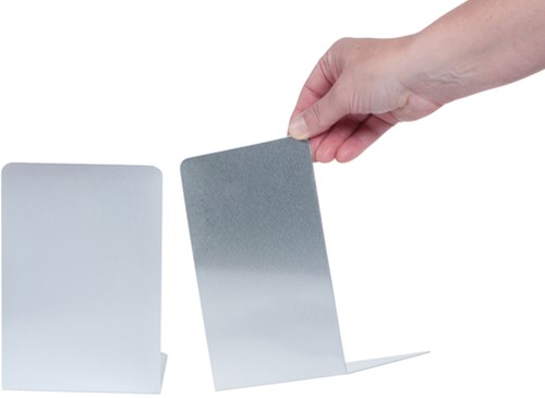 Bookend MAUL aluminum 12x12x17.5cm set 2 silver-3