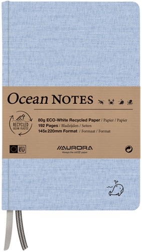 Carnet de notes Aurora Ocean A5 192 pages ligné 80g structure lin bleu