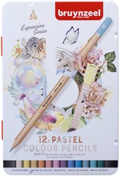 Crayon de couleur Bruynzeel Expression boîte métal 12 couleurs pastel