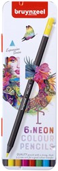 Crayon de couleur Bruynzeel Expression boîte métal 6 couleurs néon