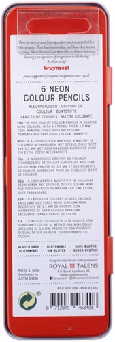 Crayon de couleur Bruynzeel Expression boîte métal 6 couleurs néon-3