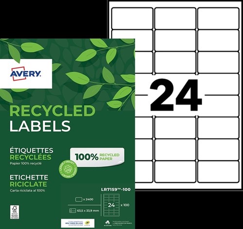 Etiquette Avery LR-7159-100 33,9x63,5mm recyclé blanc 2400 pièces-2