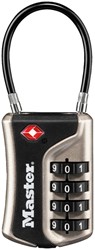 Padlock Masterlock 4-digit combination TSA flexible bracket black 35mm
