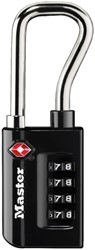 Padlock Masterlock 4-digit combination TSA long shackle black 35mm