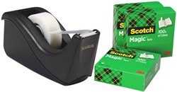 Dévidoir Scotch C60 noir + 4 rouleaux Magic 19mmx33m 5 pièces
