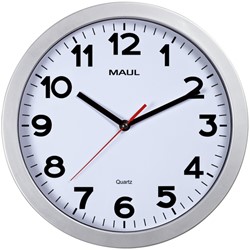 Wanduhr MAUL Step Quartz Ø30x5cm aus Kunststoff silber/weiss still-rotierend