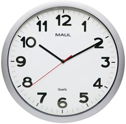 Wanduhr MAUL Step Quartz Ø40x5cm aus Kunststoff silber/weiss still-rotierend