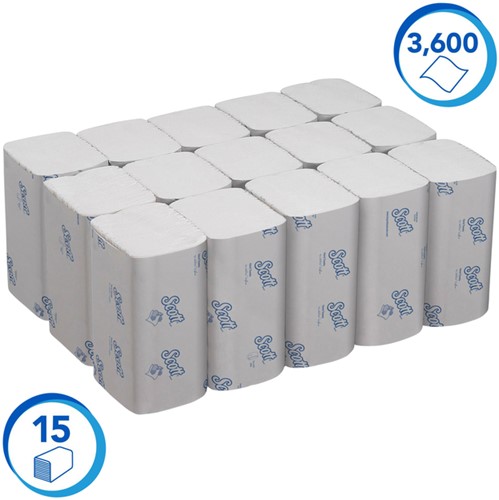 Handdoek Scott Essential i-vouw 1-laags 200x318mm 15x240 vel wit 6669-2