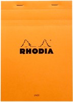 Bloc Rhodia A5 ligné + marge 80 feuilles 80g orange