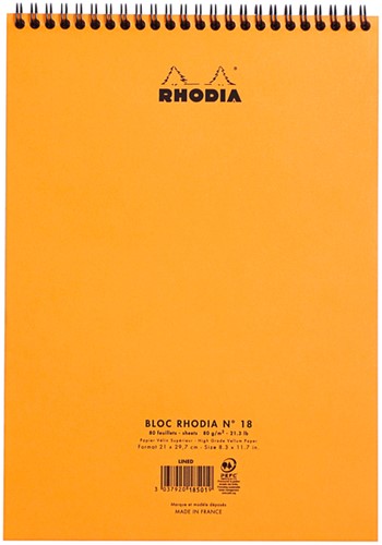 Bloc Rhodia A4 ligné 160 pages 80g spirale orange-3