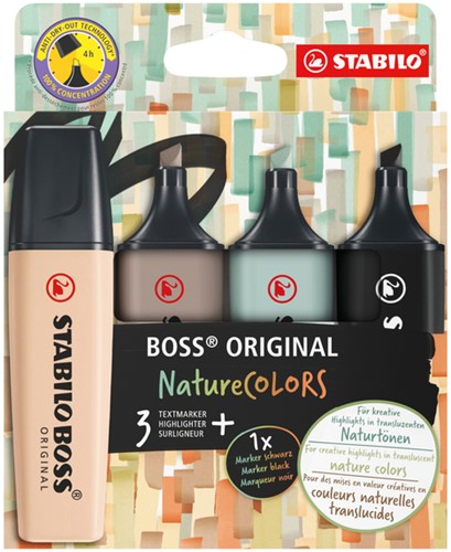 Surligneur STABILO BOSS 70/4 NatureCOLORS étui 4 pièces
