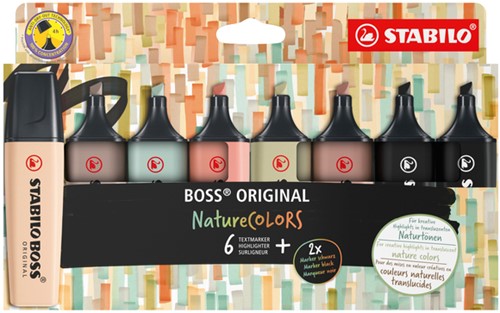 Surligneur STABILO Boss 70/8 NatureCOLORS étui 8 pièces