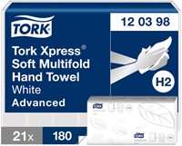 Handdoek Tork H2 Xpress Advanced multifold 2-laags 212x255mm 21x180 vel wit 120398