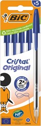 Stylo bille BIC Cristal Medium bleu blister 5 pièces