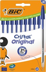 Stylo bille BIC Cristal Medium bleu blister 10 pièces