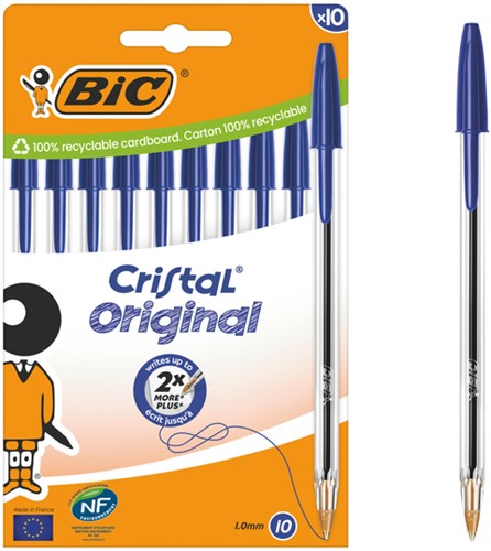 Stylo bille BIC Cristal Medium bleu blister 10 pièces-2