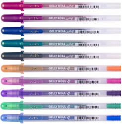 Stylo gel Sakura Gelly Roll Gold & Silver Shadow set 10 couleurs