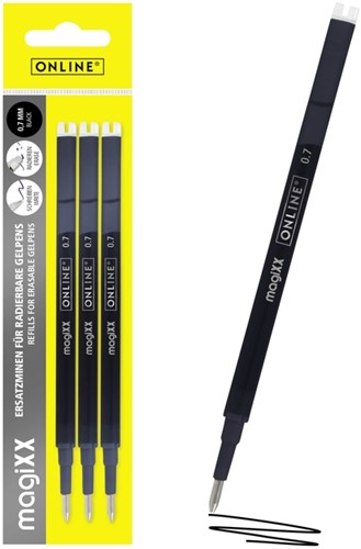 Recharge stylo gel Online MagiXX Medium noir blister 3 pièces