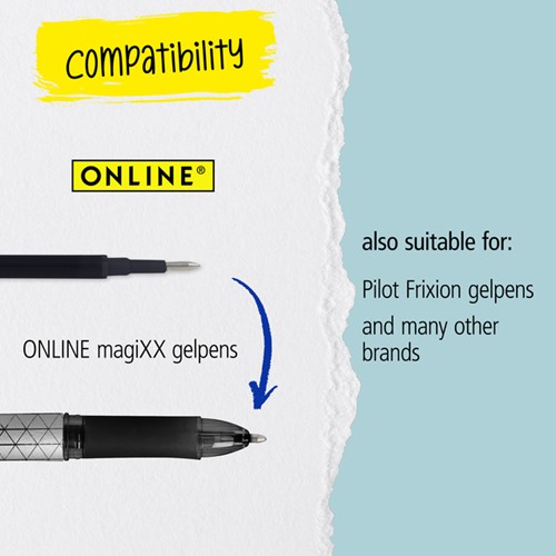 Recharge stylo gel Online MagiXX Medium vert blister 3 pièces-3