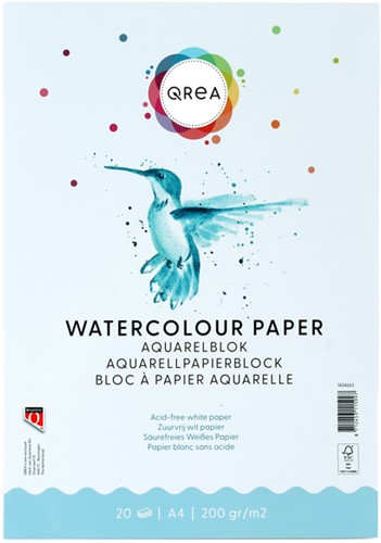 Bloc aquarelle Qrea A4 20 feuilles 200g collé